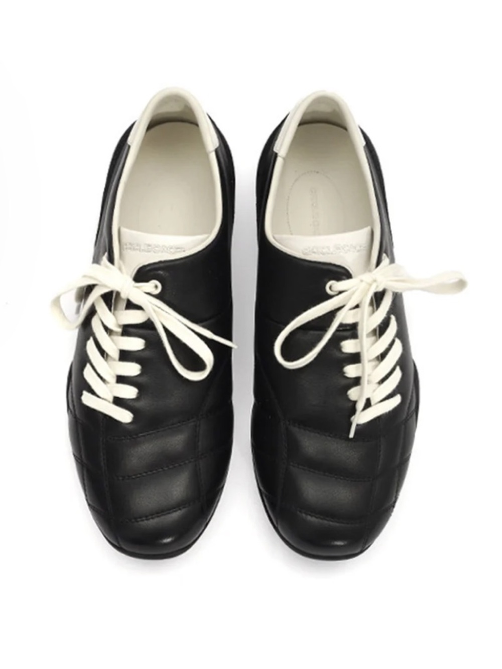 Black Leather Lace-Up Sneakers with White Laces